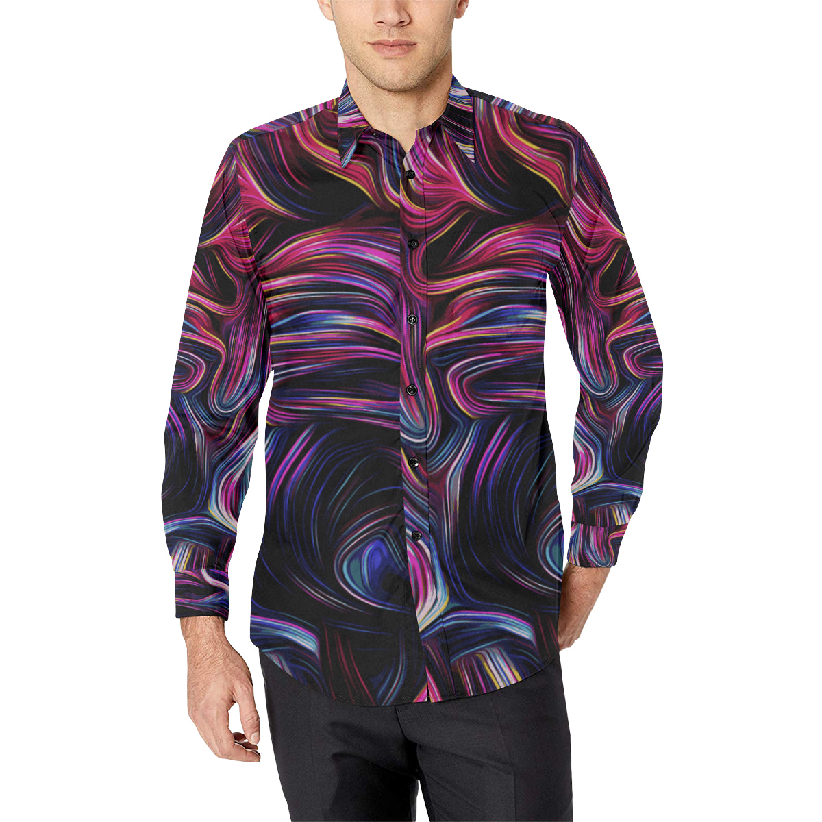 Liquid Pattern Print Design 01 Men's Long Sleeve Shirt