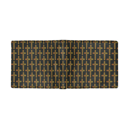 Cross Pattern Print Design 02 Men's ID Card Wallet
