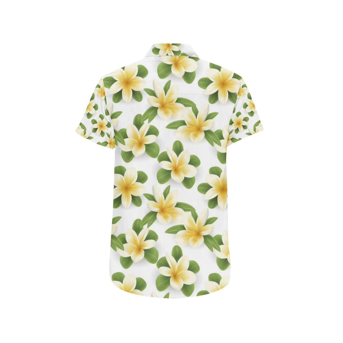 Yellow Plumeria Pattern Print Design PM012 Men's Short Sleeve Button Up Shirt
