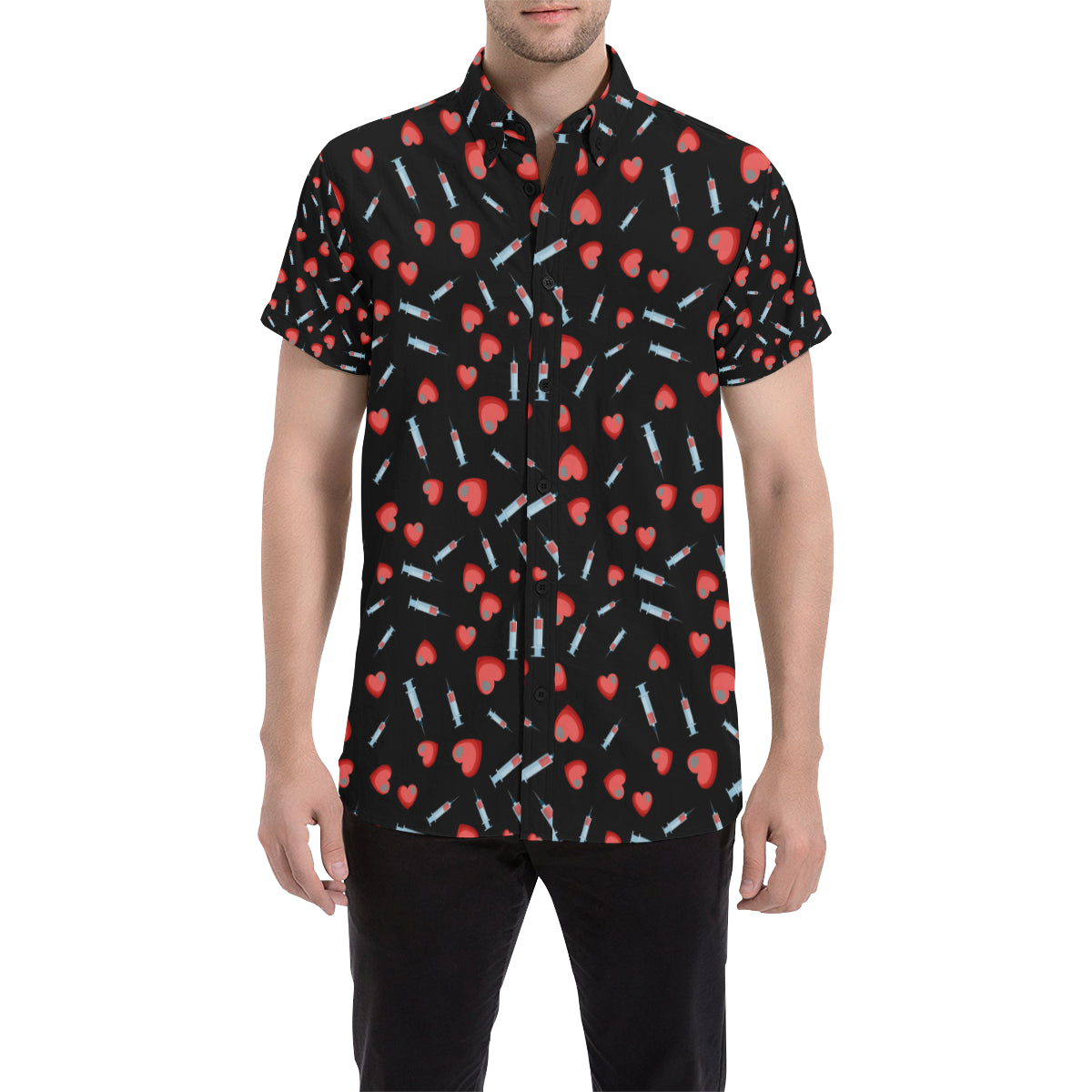 Phlebotomist Medical Concept Men's Short Sleeve Button Up Shirt