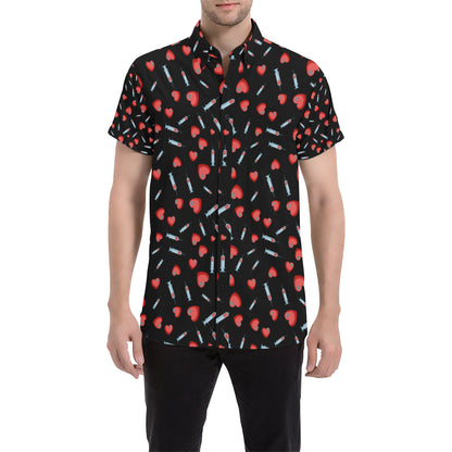 Phlebotomist Medical Concept Men's Short Sleeve Button Up Shirt