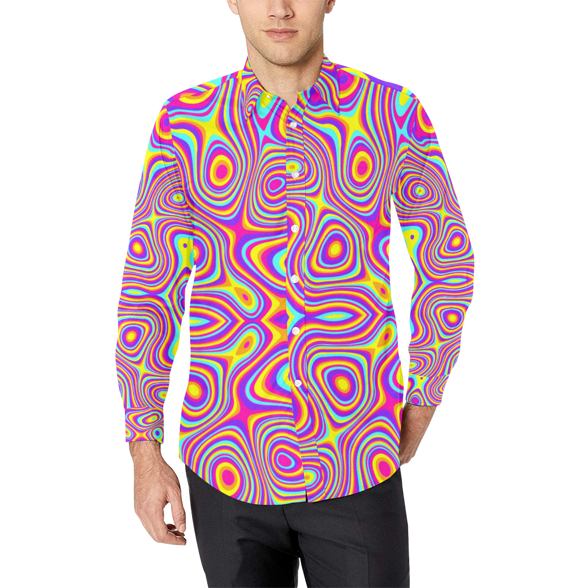 Liquid Pattern Print Design 06 Men's Long Sleeve Shirt