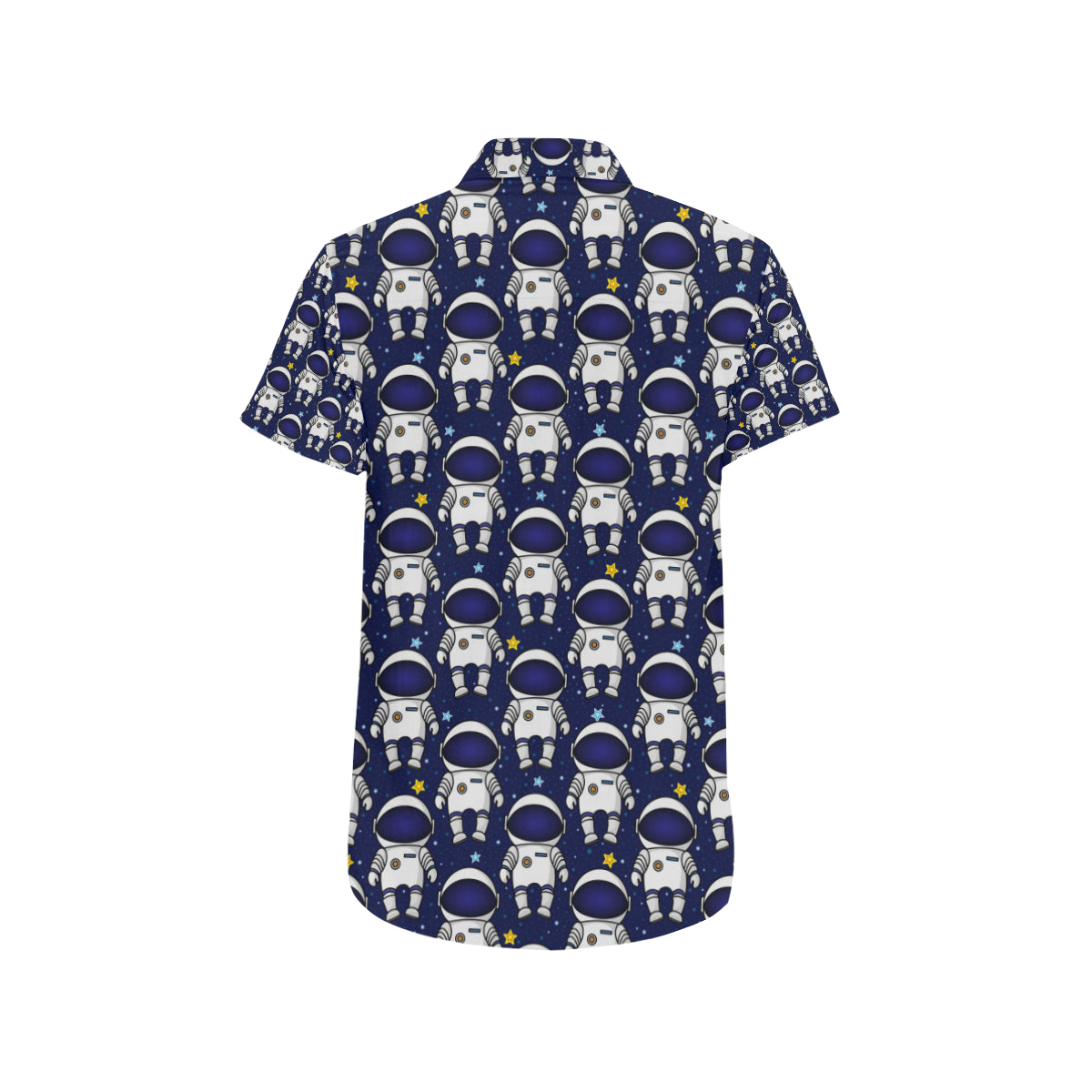 Astronaut Pattern Print Design 01 Men's Short Sleeve Button Up Shirt