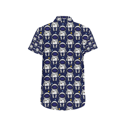 Astronaut Pattern Print Design 01 Men's Short Sleeve Button Up Shirt