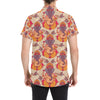 Ganesha Indian Pattern Print Design 02 Men's Short Sleeve Button Up Shirt