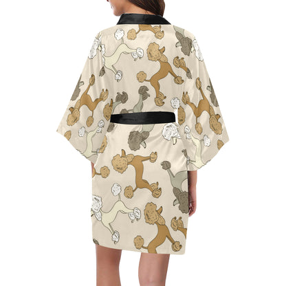 Poodle Pattern Print Design A01 Women's Short Kimono