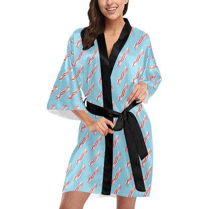 Bacon Pattern Print Design 03 Women's Short Kimono