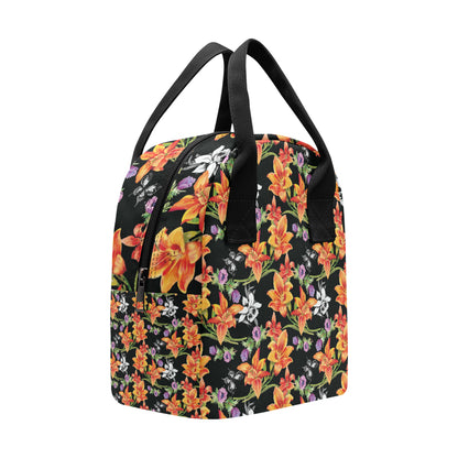 Tropical Flower Pattern Print Design TF02 Insulated Lunch Bag