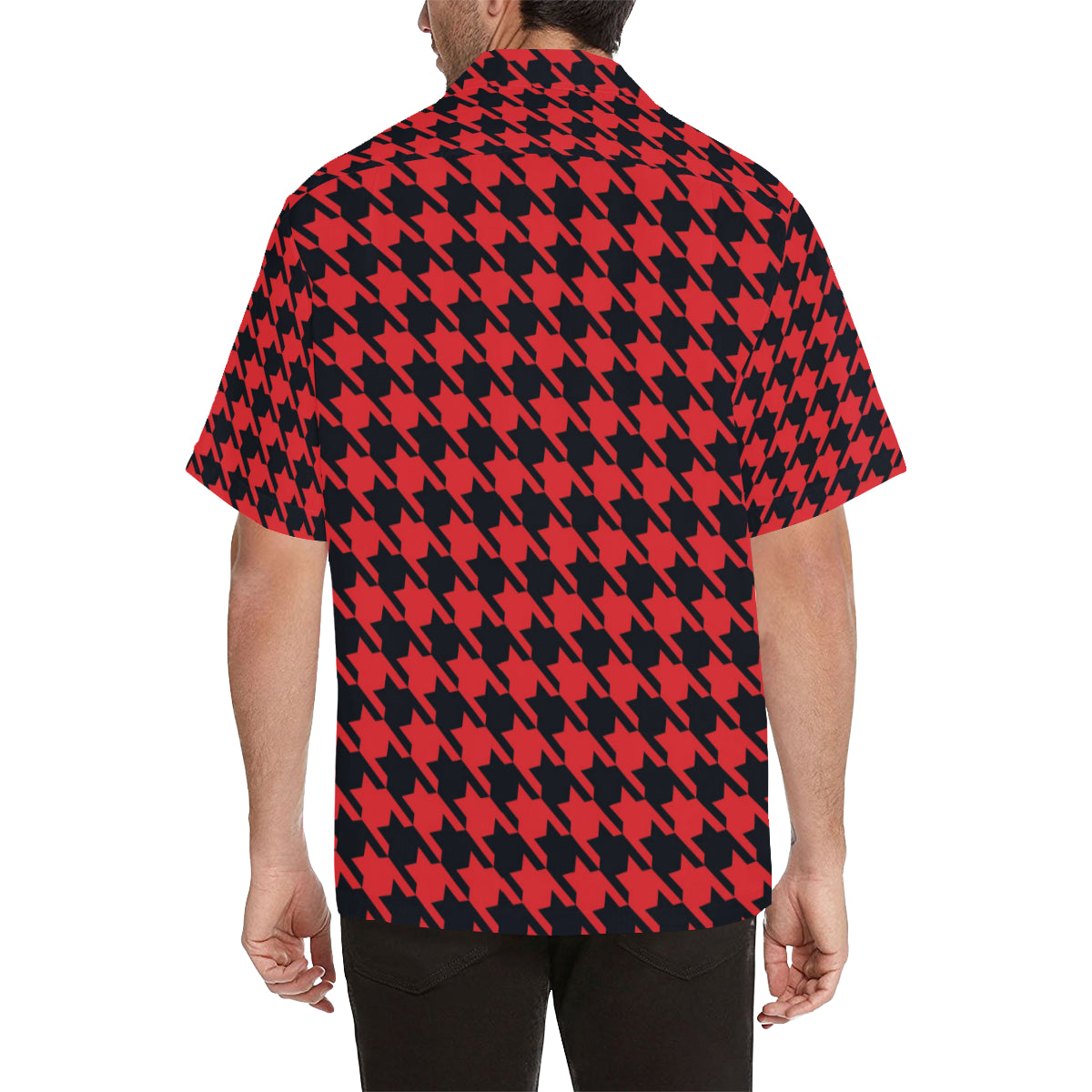 Houndstooth Red Pattern Print Design 03 Men's Hawaiian Shirt