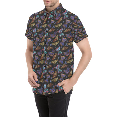 Butterfly Pattern Print Design 013 Men's Short Sleeve Button Up Shirt