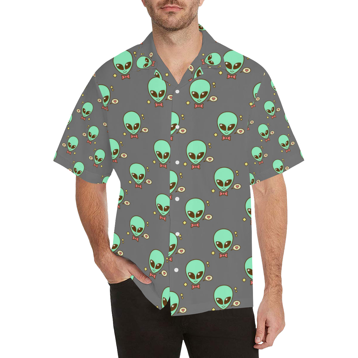 Alien Pattern Print Design 02 Men's Hawaiian Shirt