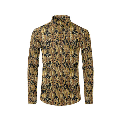 Steampunk Gear Design Themed Print Men's Long Sleeve Shirt