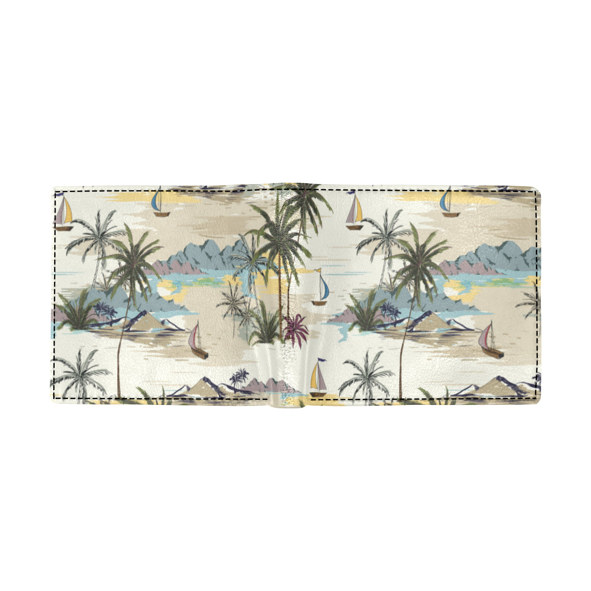 Palm Tree Beach Print Men's ID Card Wallet