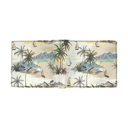Palm Tree Beach Print Men's ID Card Wallet