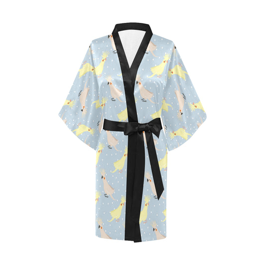 Cockatiel Pattern Print Design 03 Women's Short Kimono
