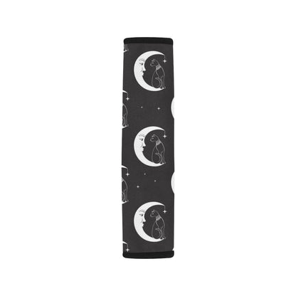 Moon with Cat Pattern Print Design 04 Car Seat Belt Cover