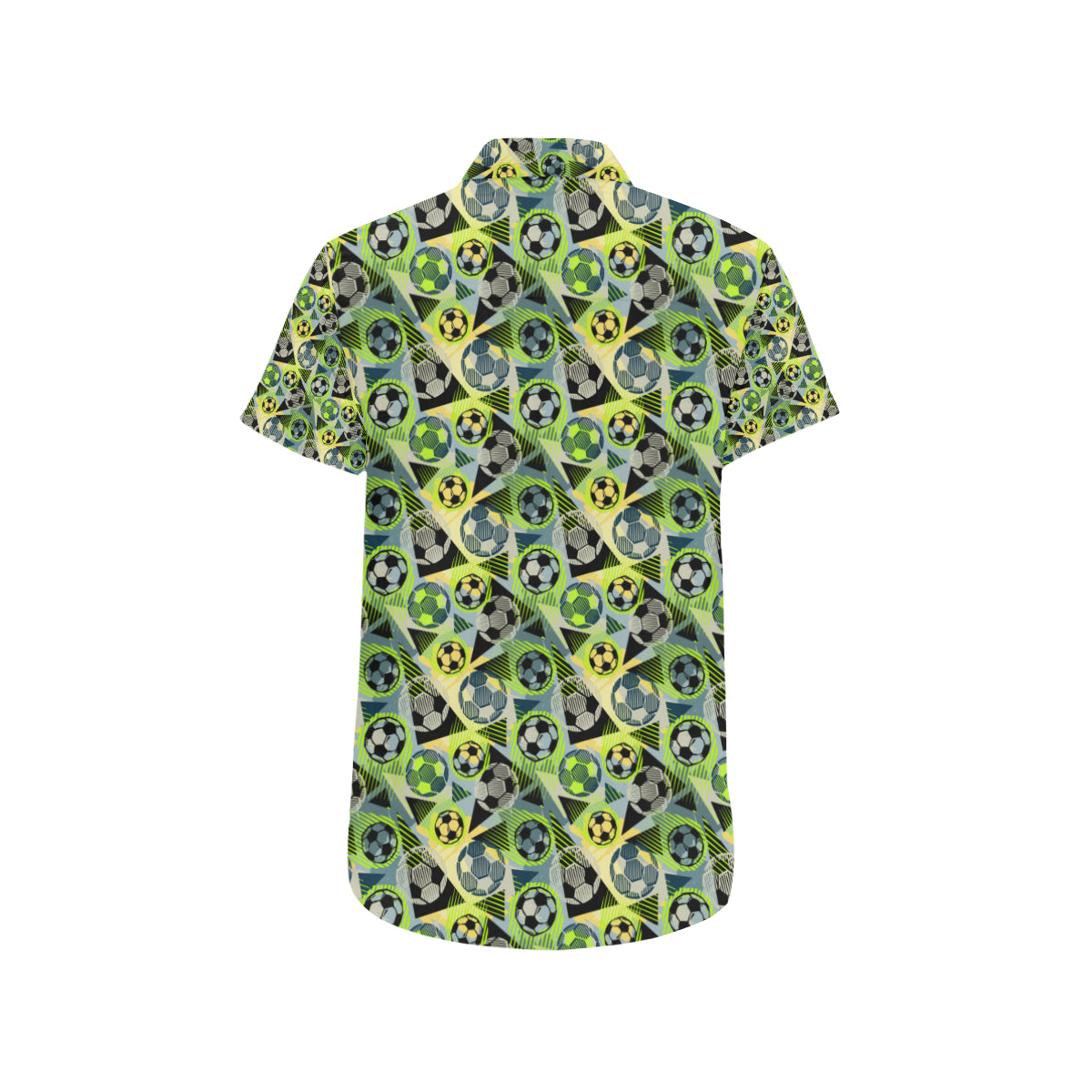 Soccer Ball Themed Print Pattern Men's Short Sleeve Button Up Shirt