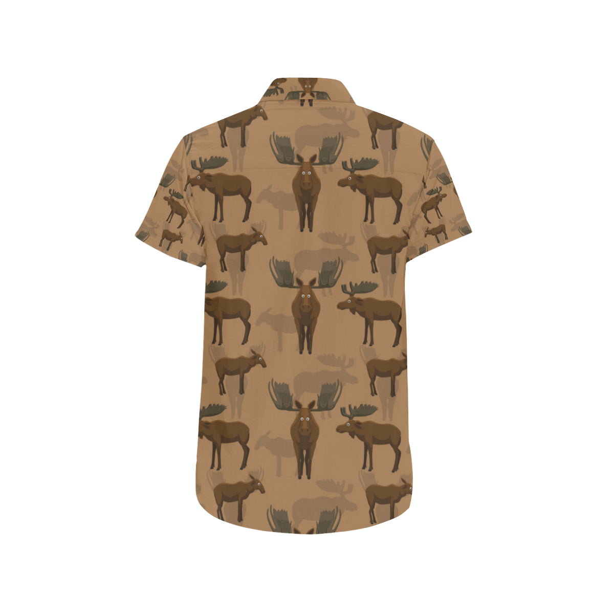 Moose Pattern Print Design 03 Men's Short Sleeve Button Up Shirt