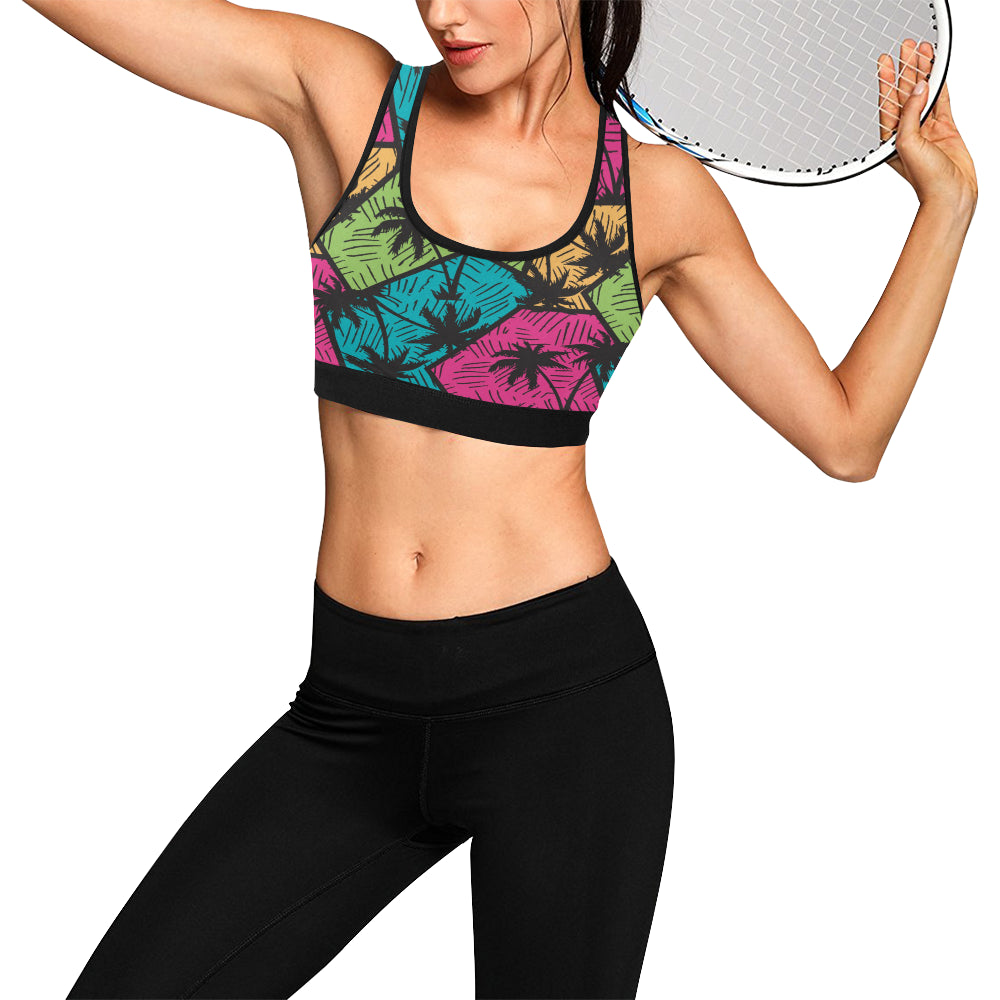 Palm Tree Pattern Print Design PT09 Sports Bra