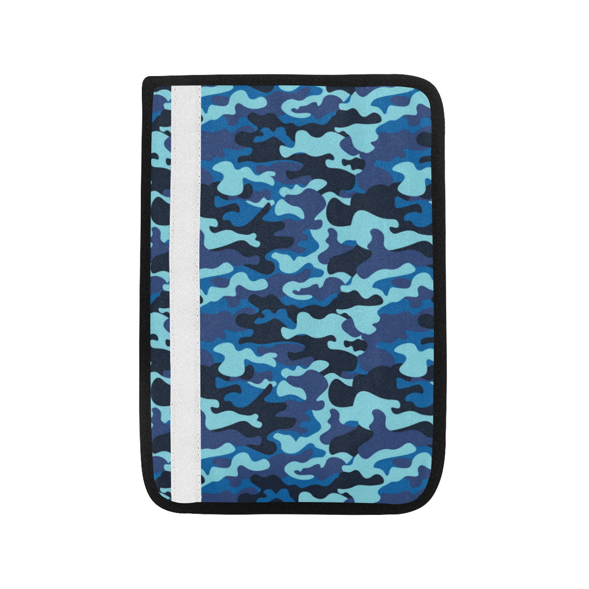 Camo Blue Pattern Print Design 04 Car Seat Belt Cover