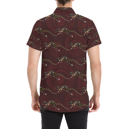 Kangaroos Pattern Print Design 05 Men's Short Sleeve Button Up Shirt