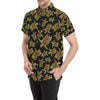 Gold Tribal Turtle Polynesian Themed Men's Short Sleeve Button Up Shirt