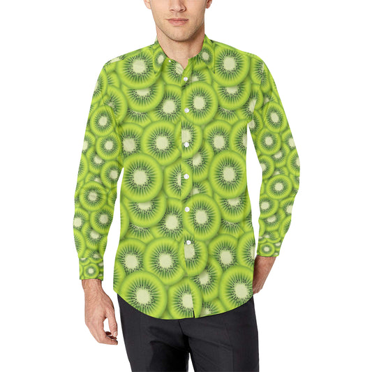 Kiwi Pattern Print Design KW01 Men's Long Sleeve Shirt