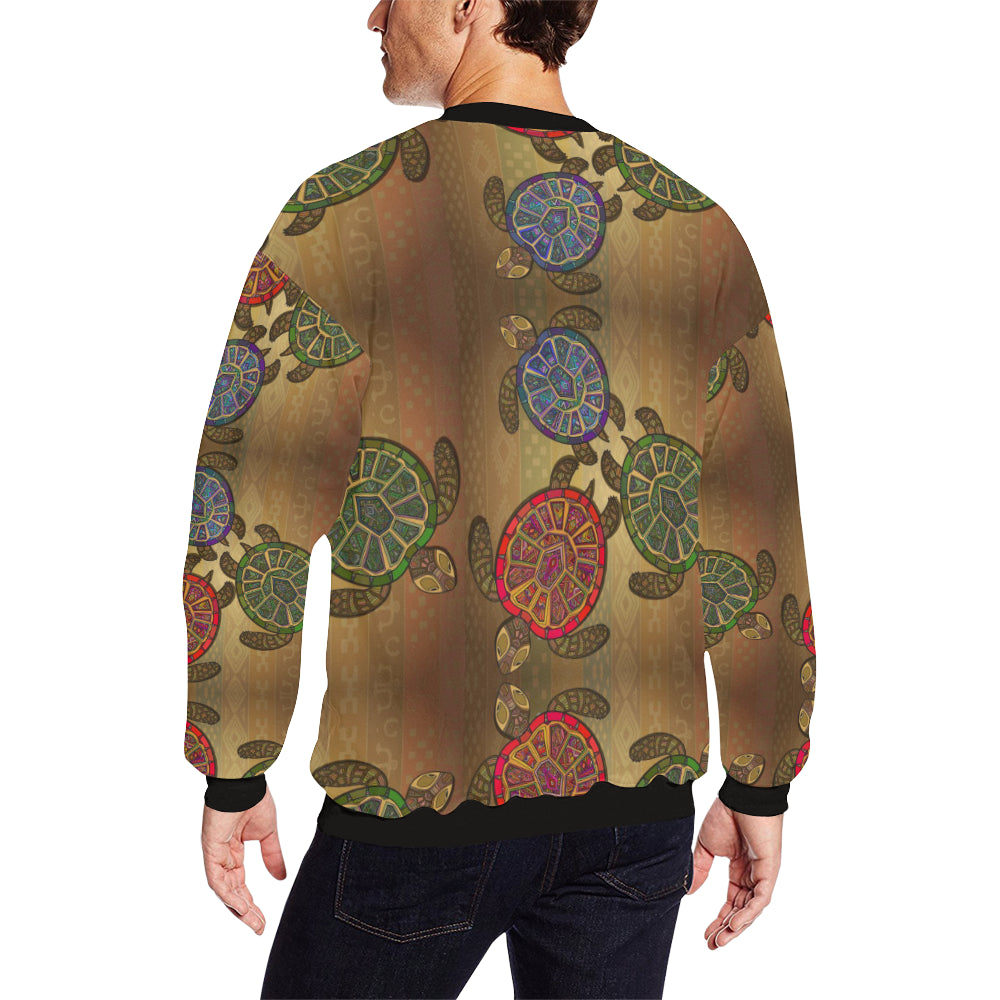 Sea Turtle Tribal Colorful Men Long Sleeve Sweatshirt