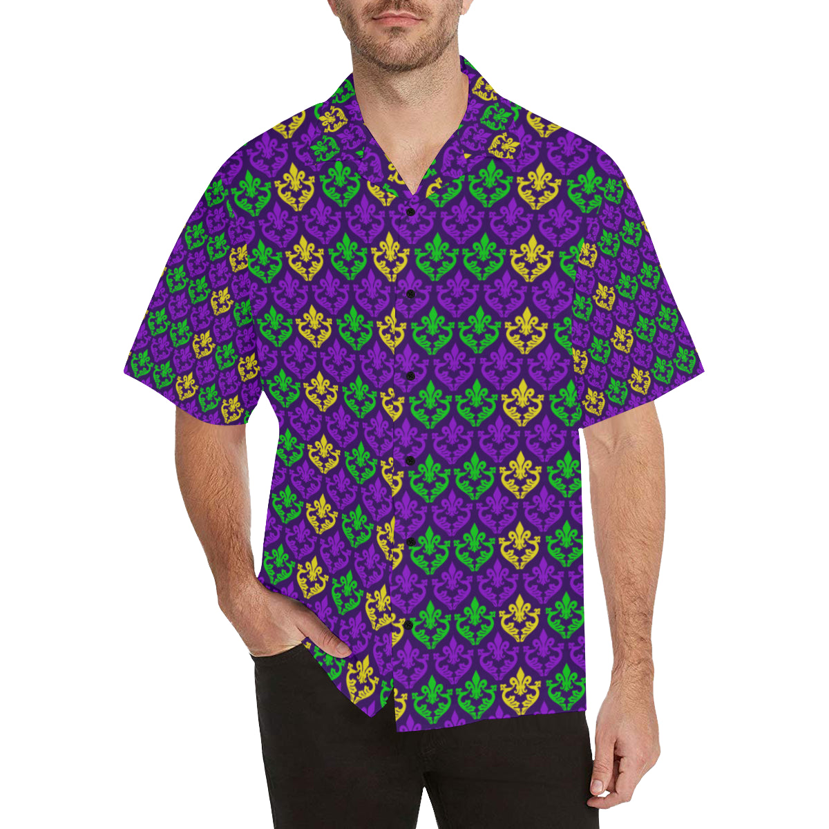 Mardi Gras Pattern Print Design 02 Men's Hawaiian Shirt