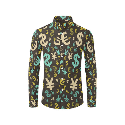 Money Pattern Print Design 01 Men's Long Sleeve Shirt