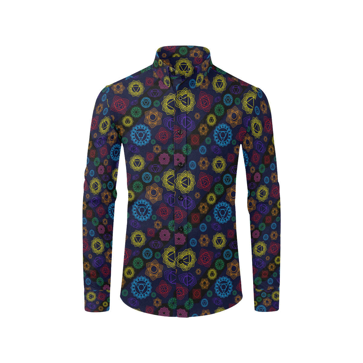 Chakra Colorful Print Pattern Men's Long Sleeve Shirt