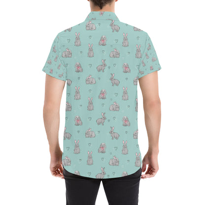 Bunny Pattern Print Design 02 Men's Short Sleeve Button Up Shirt