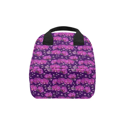 Orchid Purple Pattern Print Design OR02 Insulated Lunch Bag