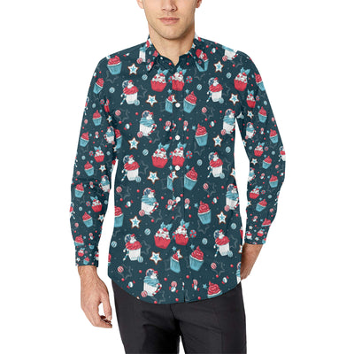 Cupcake Pattern Print Design 03 Men's Long Sleeve Shirt