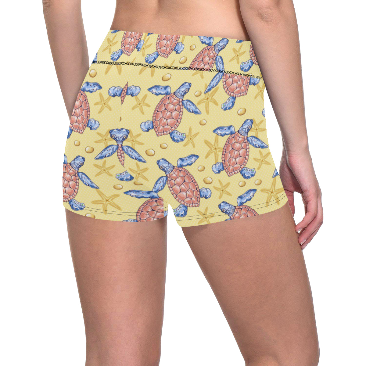 Sea Turtle Pattern Print Design T06 Yoga Shorts