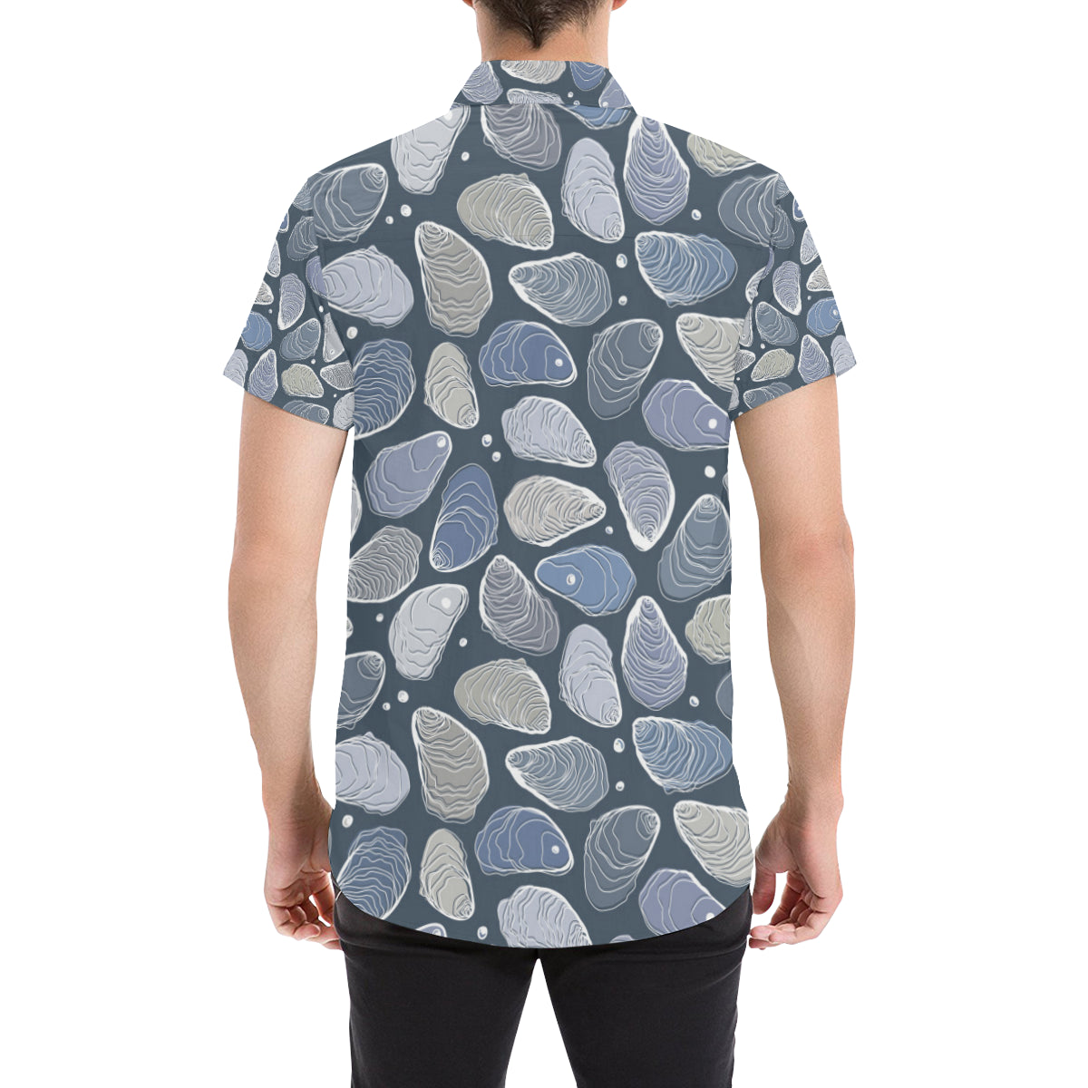 Oyster Pattern Print Design 02 Men's Short Sleeve Button Up Shirt