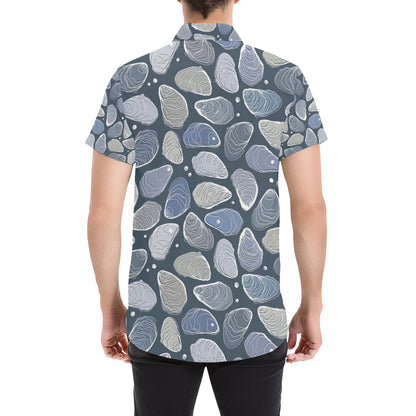 Oyster Pattern Print Design 02 Men's Short Sleeve Button Up Shirt