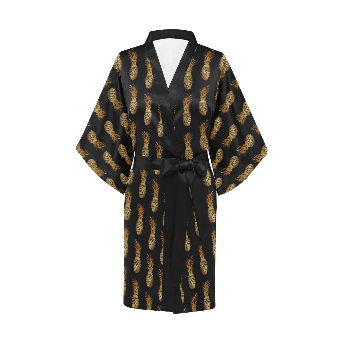 Pineapple Pattern Print Design A02 Women's Short Kimono