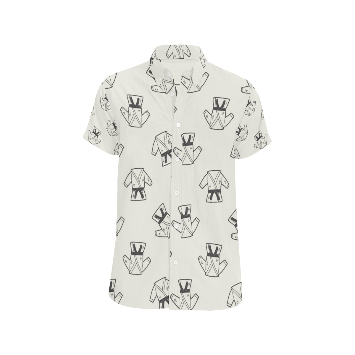 Karate Pattern Print Design 01 Men's Short Sleeve Button Up Shirt