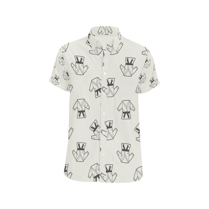 Karate Pattern Print Design 01 Men's Short Sleeve Button Up Shirt