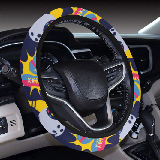 Bowling Pattern Print Design 02 Steering Wheel Cover with Elastic Edge
