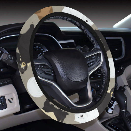 Bear Pattern Print Design BE03 Steering Wheel Cover with Elastic Edge