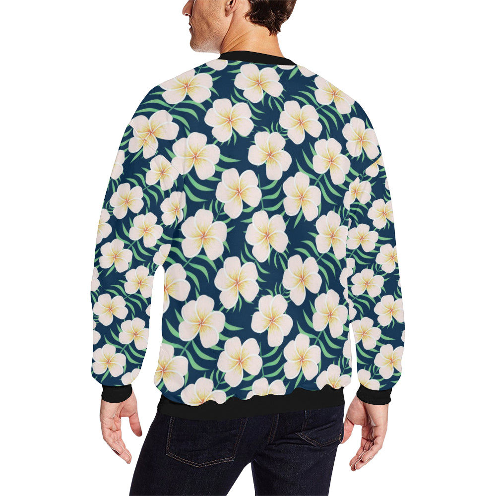 Pink Plumeria Pattern Print Design PM016 Men Long Sleeve Sweatshirt