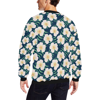Pink Plumeria Pattern Print Design PM016 Men Long Sleeve Sweatshirt