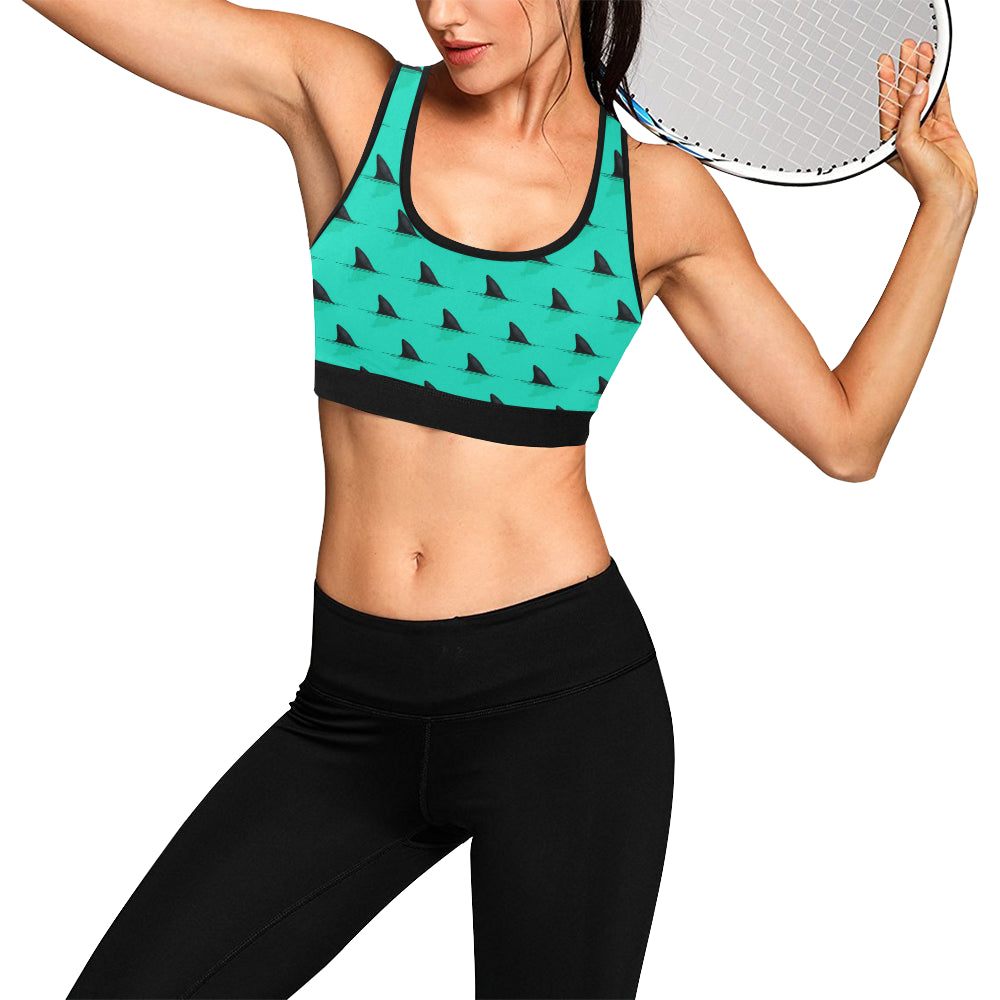 Shark Fin Pattern Sports Bra