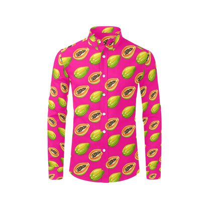 Papaya Pattern Print Design PP02 Men's Long Sleeve Shirt