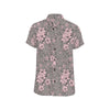 Cherry Blossom Pattern Print Design CB05 Men's Short Sleeve Button Up Shirt