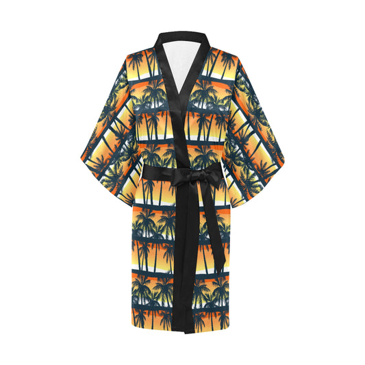 Palm Tree Pattern Print Design PT011 Women Kimono Robe