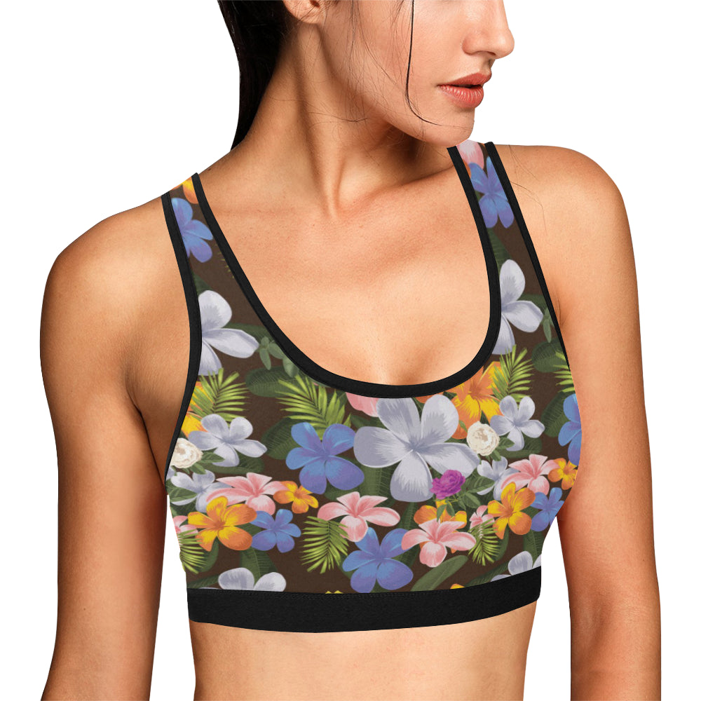 Plumeria Pattern Print Design PM03 Sports Bra