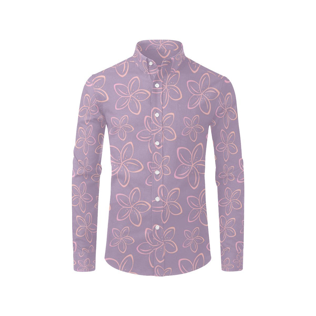 Plumeria Pattern Print Design A01 Men's Long Sleeve Shirt